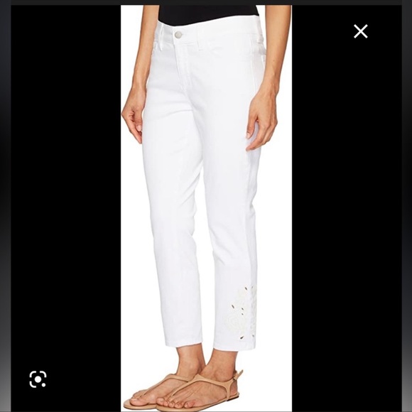 NYDJ Alina Ankle White Crop Floral Lift Tuck Capri Denim Jeans 8 - Picture 17 of 17